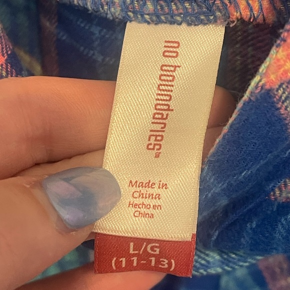 Button Down Tie-Front Laced Flannel Long Sleeve Sz L - Picture 3 of 6